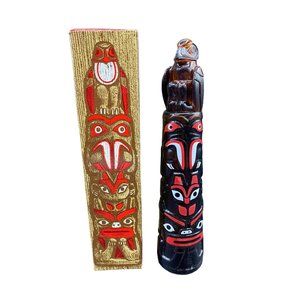 Vintage Avon Totem Pole Decanter Bottle with Wild Country After Shave 6 Fl. Oz F